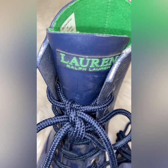 Womens Lauren Ralph Lauren Mikenna Short Lace Up Rain Boots - Blue Matte - Picture 8 of 9
